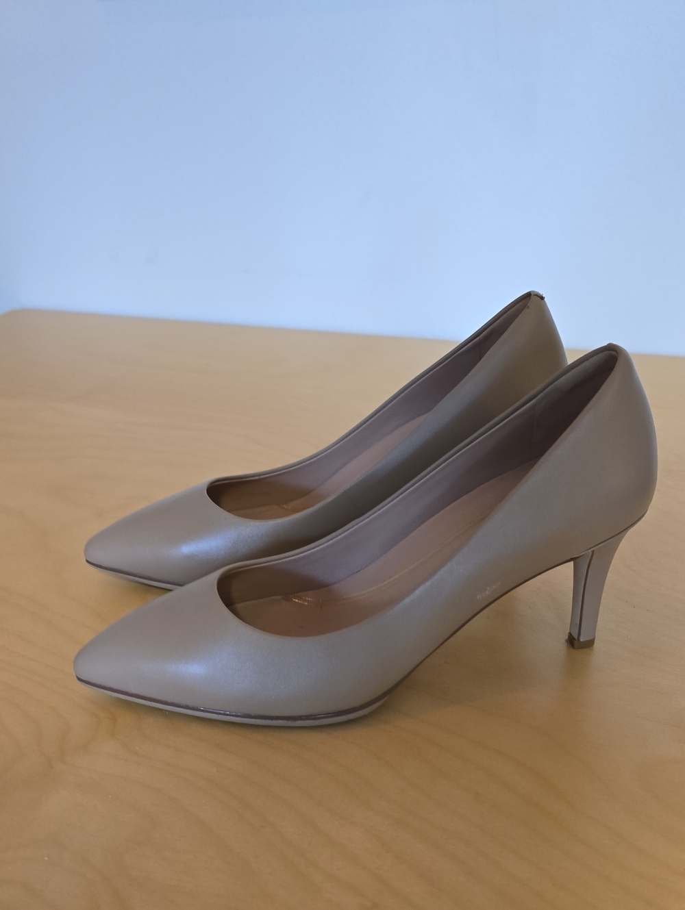 Cole Haan Taupe Pointed-Toe Mid Heel Pumps